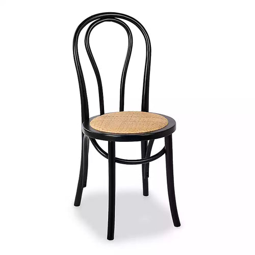 New! Black Wood and Rattan Bistro Chair